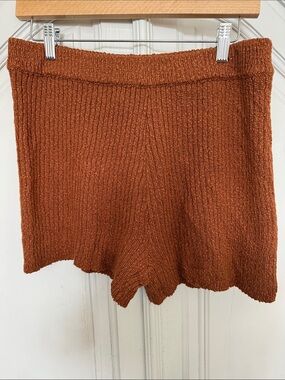 NWT Very J. Cozy Rust Knit Lounge Shorts Fall Style Comfy Size L